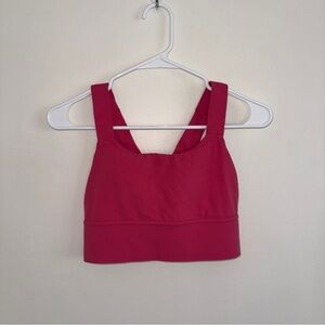 Athleta Sports Bra Womens Small Pink Warrior Longline Twist Scoop Neck Active